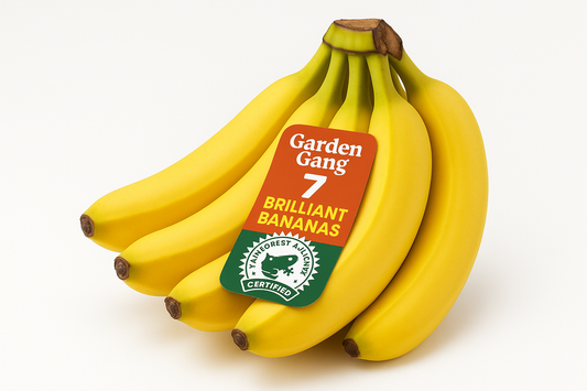 create image for garden gang 7 brilliant bananas with tag of rainforest alliance